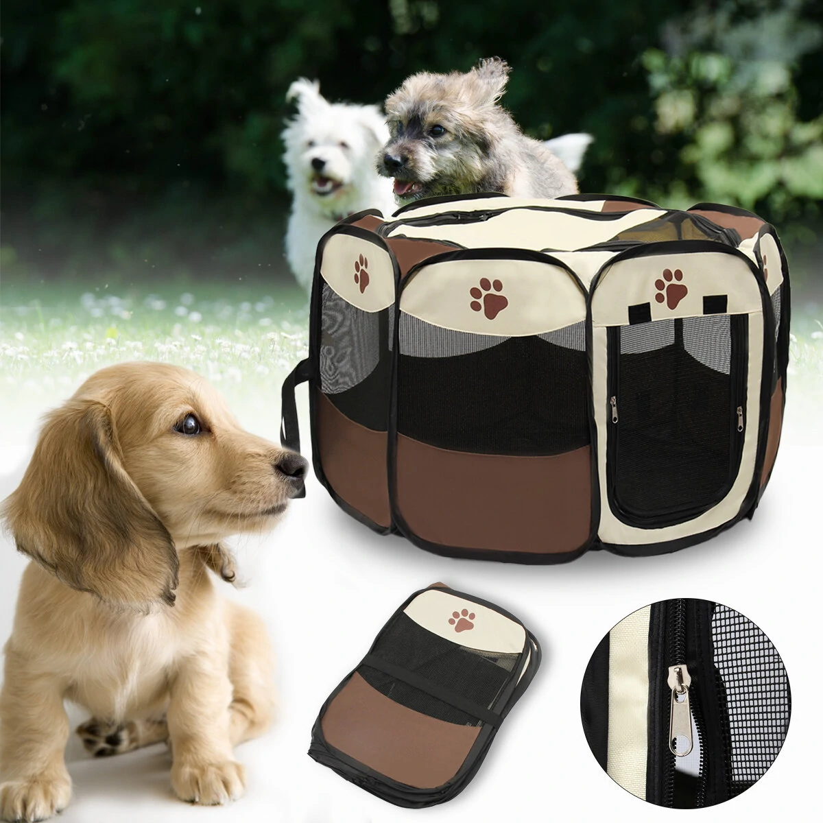 OxGord 45cm Pet Dog Cat Playpen Tent Portable Exercise Fence Kennel Cage Crate (image for) OxGord 45cm Pet Dog Cat Playpen Tent Portable Exercise Fence Kennel Cage Crate